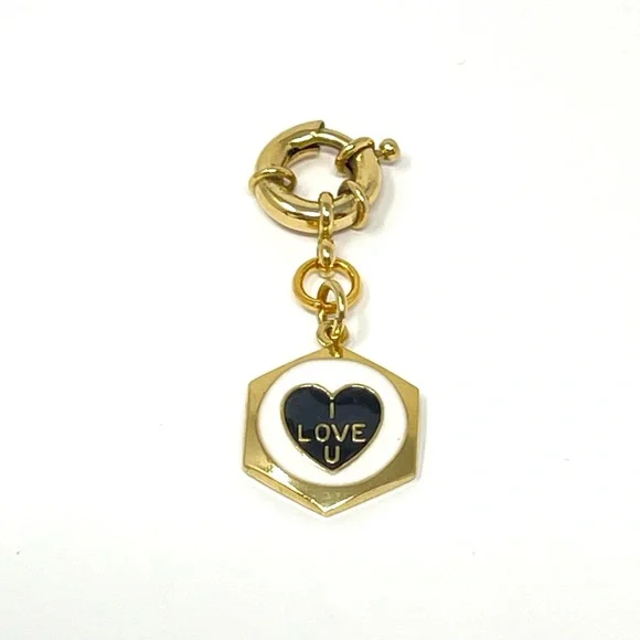 New Anthropologie x TOVA Enamel Love Heart Charm Gold - Picture 1 of 4